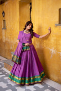 Lorenvalley Fashion Purple Pure Chanderi Zari Weaving Work Lehenga Choli with Dupatta - Distacart