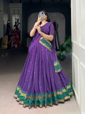 Lorenvalley Fashion Purple Pure Chanderi Zari Weaving Work Lehenga Choli with Dupatta - Distacart