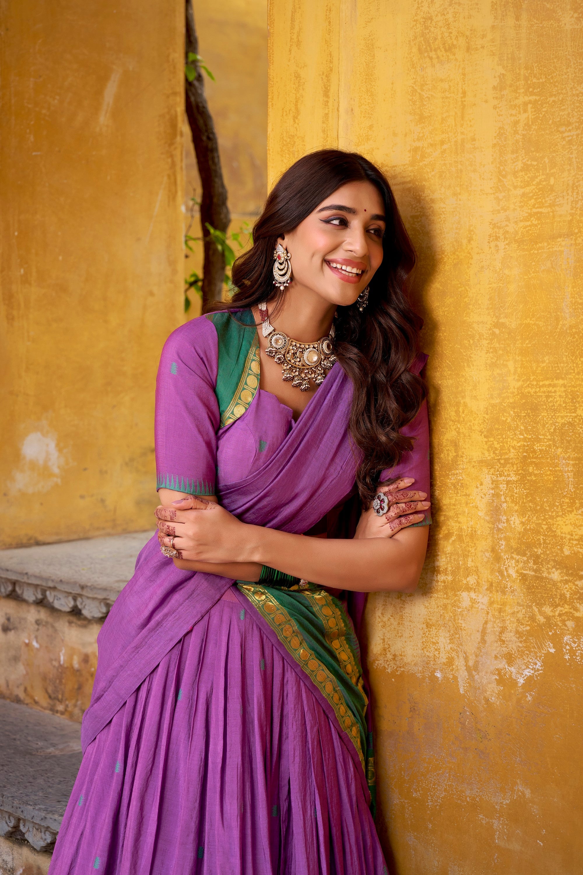 Lorenvalley Fashion Purple Pure Chanderi Zari Weaving Work Lehenga Choli with Dupatta - Distacart