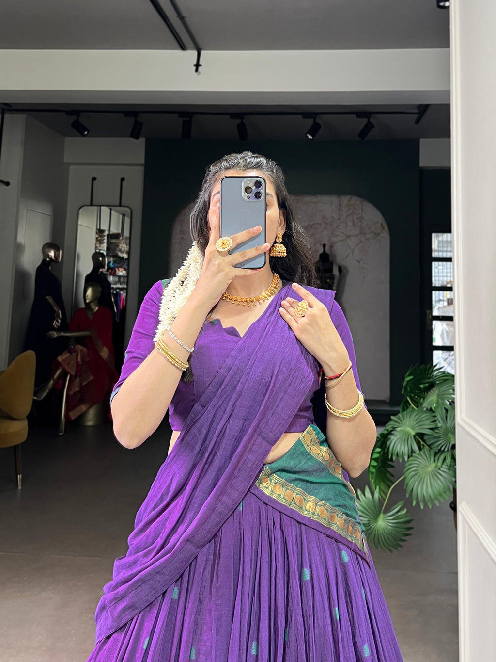 Lorenvalley Fashion Purple Pure Chanderi Zari Weaving Work Lehenga Choli with Dupatta - Distacart
