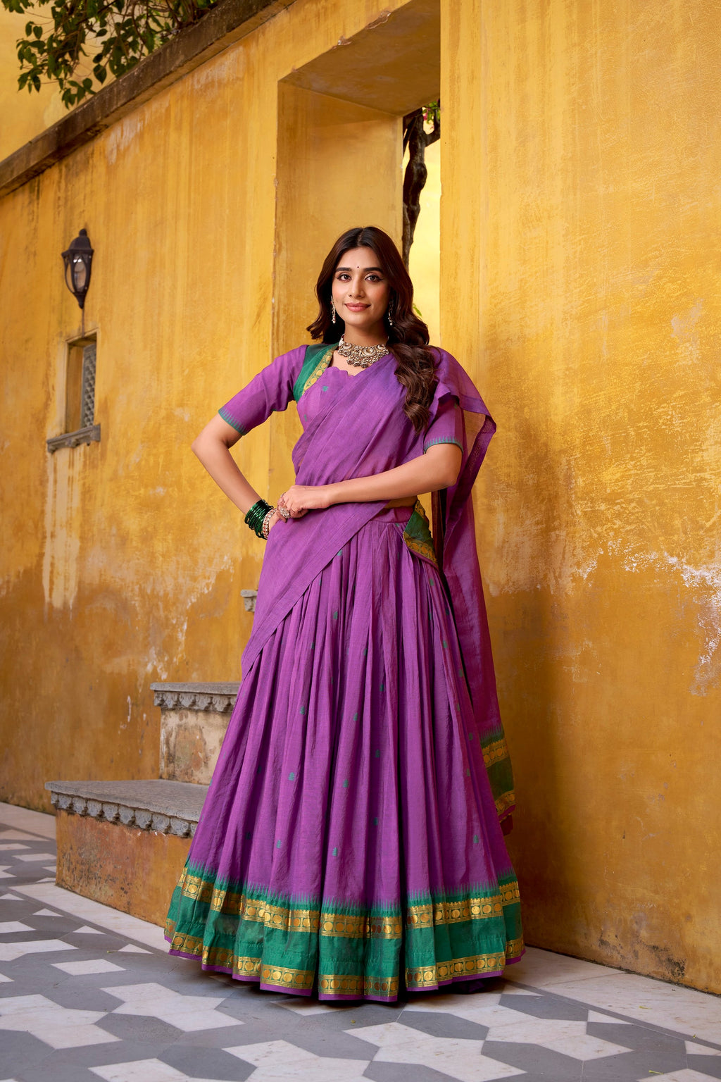 Lorenvalley Fashion Purple Pure Chanderi Zari Weaving Work Lehenga Choli with Dupatta - Distacart