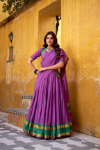 Lorenvalley Fashion Purple Pure Chanderi Zari Weaving Work Lehenga Choli with Dupatta - Distacart