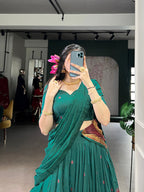 Lorenvalley Fashion Teal Pure Chanderi Zari Weaving Work Lehenga Choli with Dupatta - Distacart