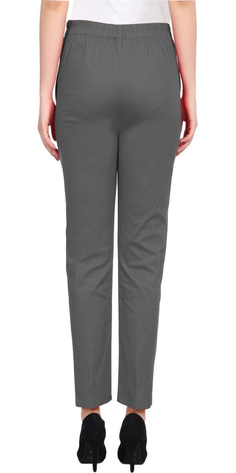 PAVONINE Grey Color Stretchable Cotton Lycra Fabric Pencil Pant For Women - Distacart