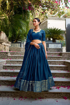 Evanik Women Pure Chanderi Plain With Zari Weaving Work Border Stitched Lehenga With Unstitched Blouse Dupatta - Distacart