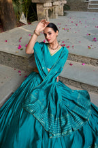 Evanik Women Pure Chanderi Plain With Zari Weaving Work Border Stitched Lehenga With Unstitched Blouse Dupatta - Distacart