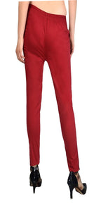 PAVONINE Maroon Color Stretchable Cotton Lycra Fabric Pencil Pant For Women - Distacart