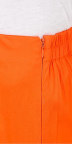 PAVONINE Orange Color Stretchable Cotton Lycra Fabric Pencil Pant For Women - Distacart