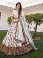 Myra White Silk Heavy Embroidered Lehenga
