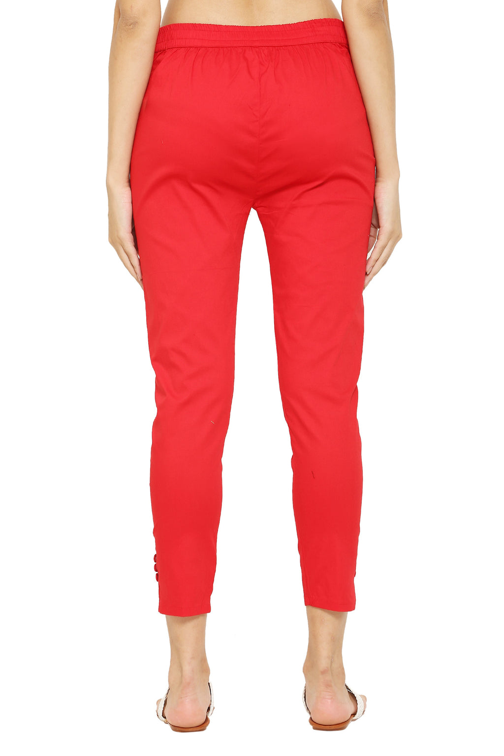 PAVONINE Red Color Stretchable Cotton Lycra Fabric Pencil Pant For Women - Distacart