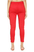 PAVONINE Red Color Stretchable Cotton Lycra Fabric Pencil Pant For Women - Distacart