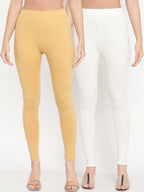 TAG 7 Women Pack Of 2 Solid Comfort Fit Ankle-Length Cotton Leggings