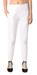 PAVONINE White Color Stretchable Cotton Lycra Fabric Pencil Pant For Women - Distacart
