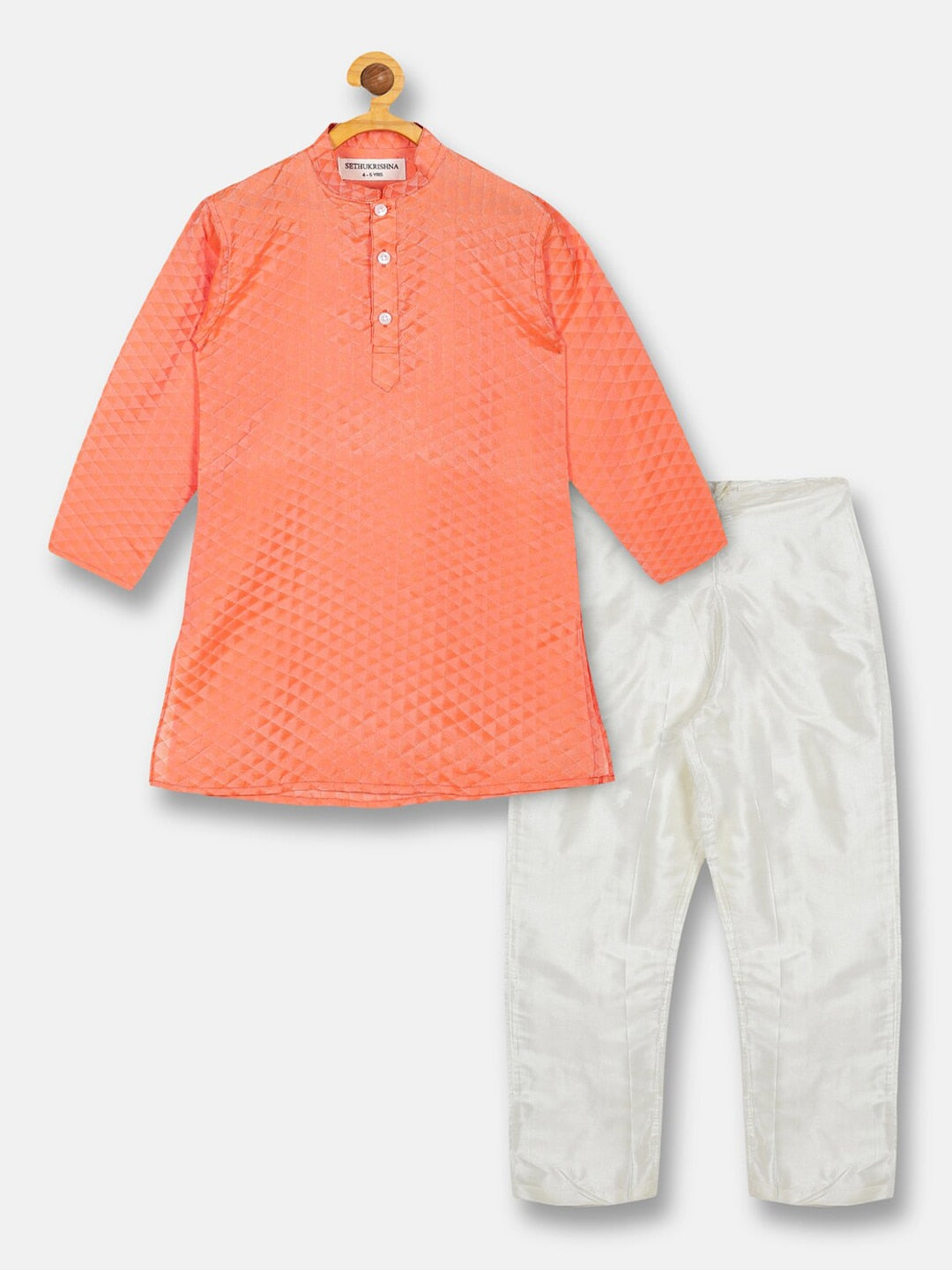 Sethukrishna Boys Orange Kurta with Pyjamas