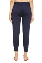 PAVONINE Navy Blue Color Stretchable Cotton Lycra Fabric Pencil Pant For Women - Distacart