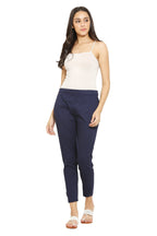 PAVONINE Navy Blue Color Stretchable Cotton Lycra Fabric Pencil Pant For Women - Distacart