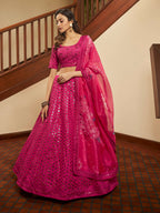 Myra Deep Pink Art Silk Embroidered Designer Lehenga
