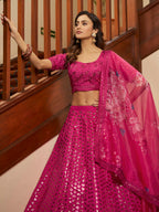 Myra Deep Pink Art Silk Embroidered Designer Lehenga