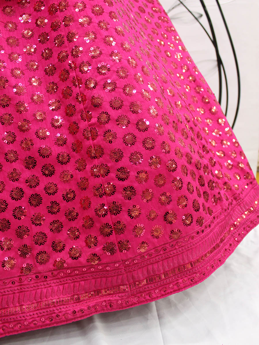 Myra Deep Pink Art Silk Embroidered Designer Lehenga