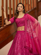 Myra Deep Pink Art Silk Embroidered Designer Lehenga