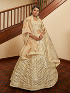 Myra Beige Art Silk Embroidered Designer Lehenga