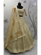 Myra Beige Art Silk Embroidered Designer Lehenga