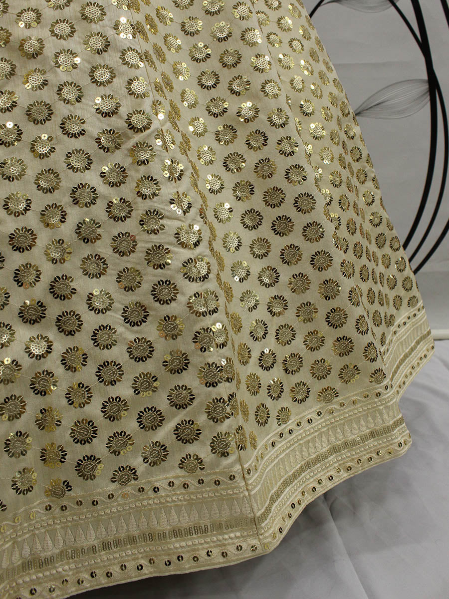 Myra Beige Art Silk Embroidered Designer Lehenga
