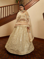 Myra Beige Art Silk Embroidered Designer Lehenga