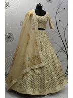 Myra Beige Art Silk Embroidered Designer Lehenga