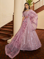 Myra Dusty Pink Pink Art Silk Embroidered Designer Lehenga