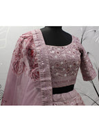 Myra Dusty Pink Pink Art Silk Embroidered Designer Lehenga