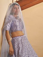 Myra Lavender Silk Embroidered Designer Lehenga