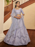 Myra Lavender Silk Embroidered Designer Lehenga