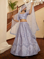 Myra Lavender Silk Embroidered Designer Lehenga