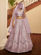 Myra Dusty Pink Pink Art Silk Embroidered Designer Lehenga