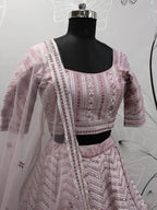 Myra Dusty Pink Pink Art Silk Embroidered Designer Lehenga