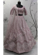 Myra Dusty Pink Pink Art Silk Embroidered Designer Lehenga