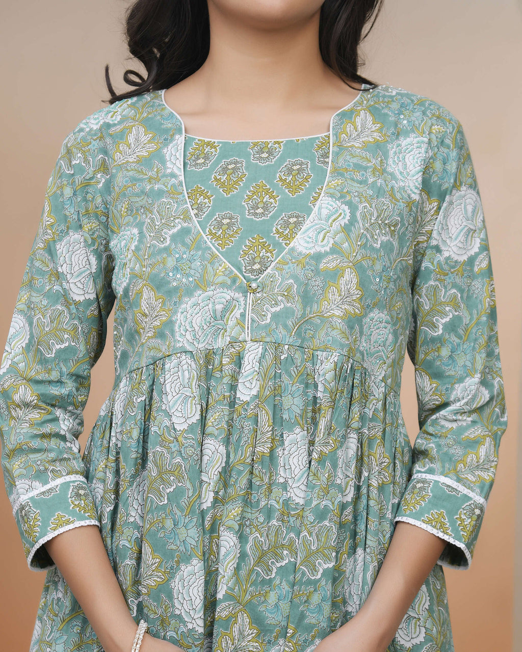 Vaasva Women Ferozi Cotton Kurta With Cotton Pant & Dupatta - Distacart