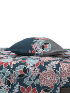 MYTRIDENT Blue Green Floral Cotton 144 TC Queen Bedsheet With 2 Pillow Covers - Distacart