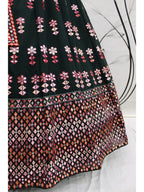 Myra Green and Deep Pink Georgette Embroidered Designer Lehenga