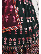 Myra Green and Deep Pink Georgette Embroidered Designer Lehenga