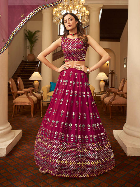 Myra Deep Pink Georgette Embroidered Designer Lehenga