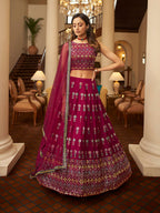 Myra Deep Pink Georgette Embroidered Designer Lehenga