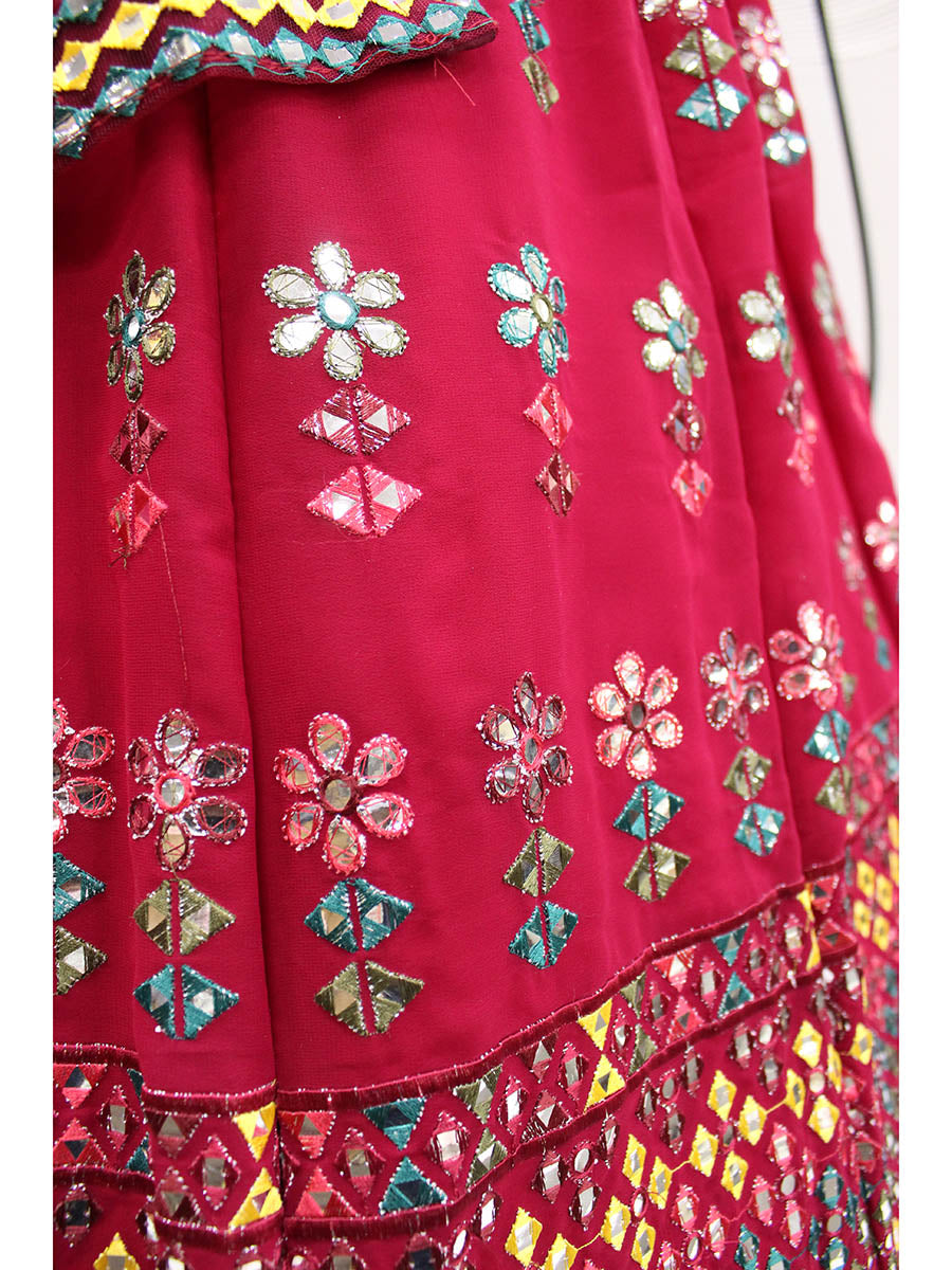Myra Deep Pink Georgette Embroidered Designer Lehenga