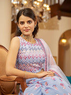Myra Sky Blue Georgette Embroidered Designer Lehenga
