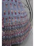 Myra Sky Blue Georgette Embroidered Designer Lehenga