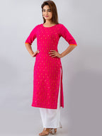 HERE&NOW Pink & White Geometric Embroidered Mirror Work Kurta with Palazzos