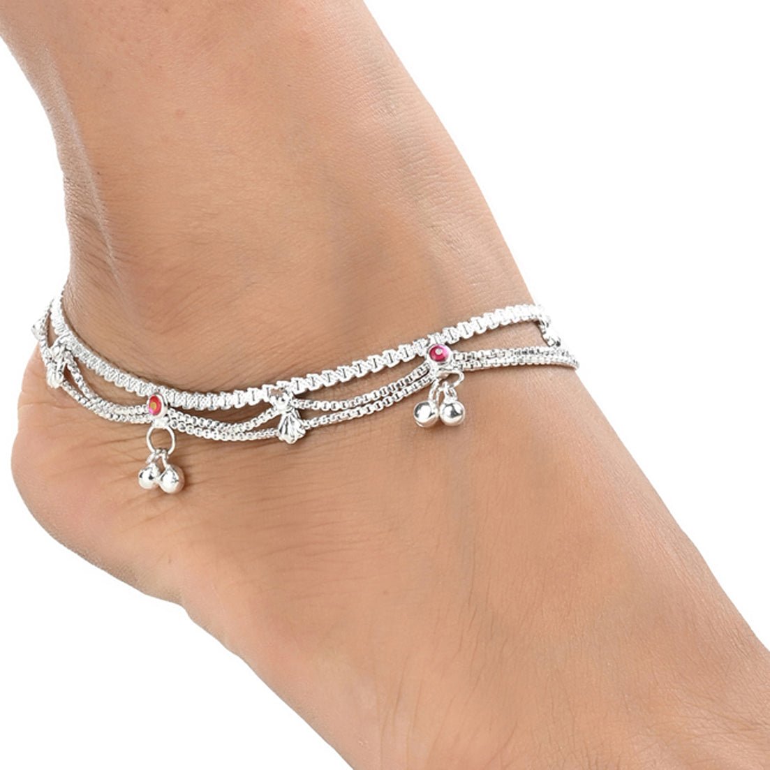 AanyaCentric Silver Plated Traditional Anklets Payal - Classic and Stylish for Women and Girls - Distacart