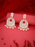 Tehzeeb Creations Pack of 1 Gold Drop & Danglers Earring With Tikka For Women & Girls Diamond, Pearl Brass Drops & Danglers - Distacart