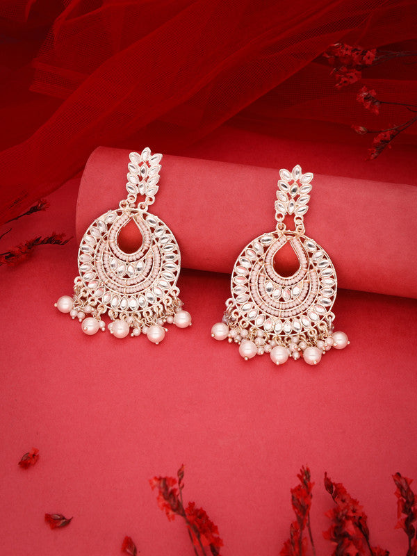 Tehzeeb Creations Pack of 1 Gold Drop & Danglers Earring With Tikka For Women & Girls Diamond, Pearl Brass Drops & Danglers - Distacart